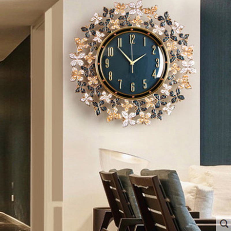 Luxury Lifestyle Homes - Enamel Butterfly Clock Wall Clock Living