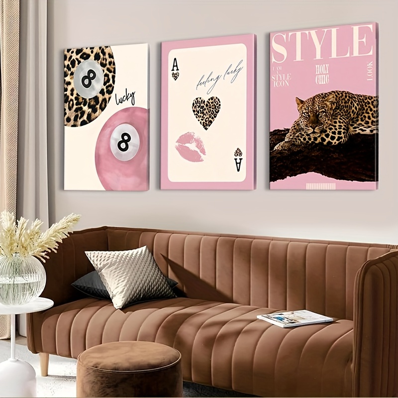 3pcs Leopard Cheetah Canvas Wa - Luxury Lifestyle Items recension och pris